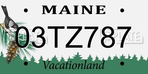 03TZ787 Maine License Plate
