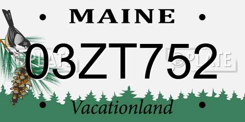 03ZT752 Maine License Plate