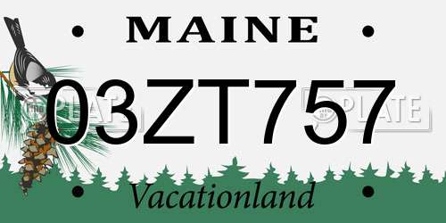 03ZT757 Maine License Plate