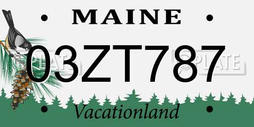 03ZT787 Maine License Plate