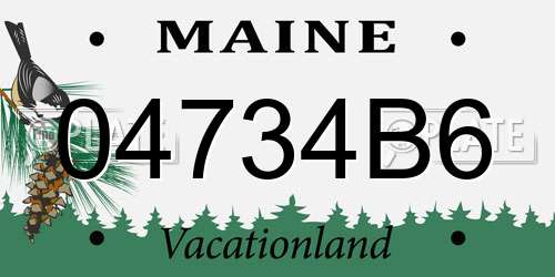 04734B6 Maine License Plate