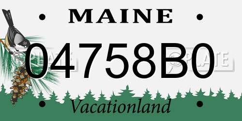 04758B0 Maine License Plate