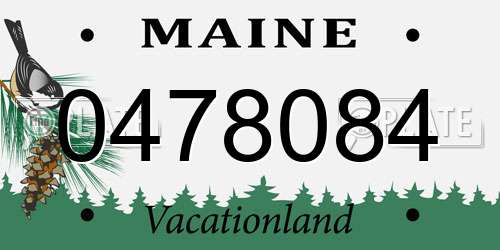0478084 Maine License Plate