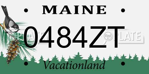 0484ZT Maine License Plate