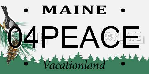 04PEACE Maine License Plate