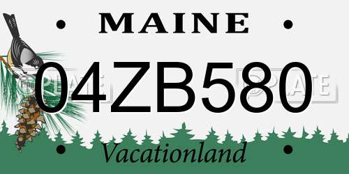 04ZB580 Maine License Plate