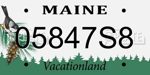 05847S8 Maine License Plate