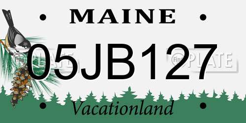 05JB127 Maine License Plate