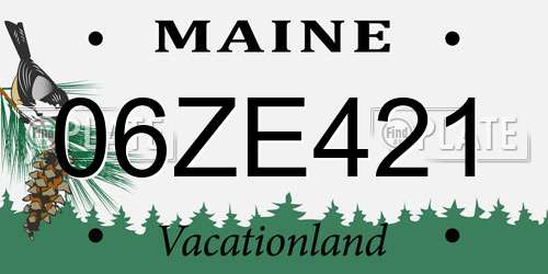 06ZE421 Maine License Plate