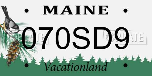 070SD9 Maine License Plate