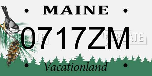0717ZM Maine License Plate