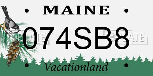 074SB8 Maine License Plate