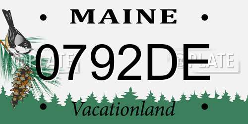 0792DE Maine License Plate