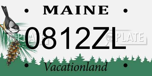 0812ZL Maine License Plate