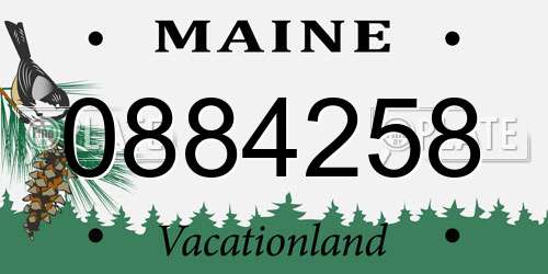 0884258 Maine License Plate