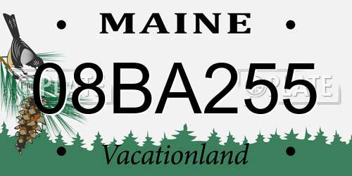 08BA255 Maine License Plate