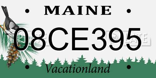 08CE395 Maine License Plate