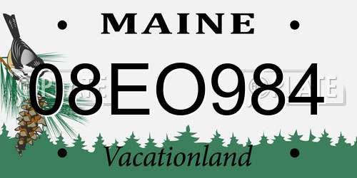 08EO984 Maine License Plate