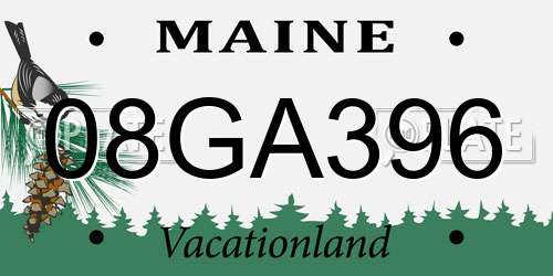 08GA396 Maine License Plate