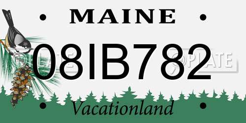 08IB782 Maine License Plate