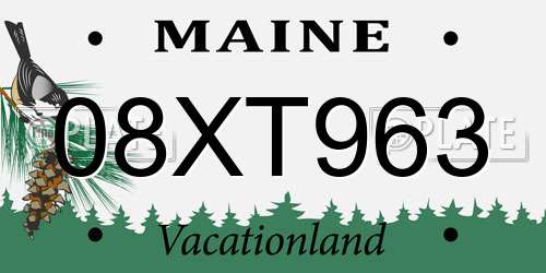 08XT963 Maine License Plate