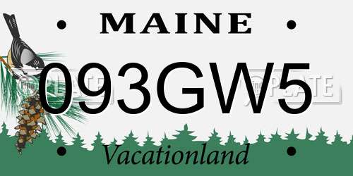 093GW5 Maine License Plate