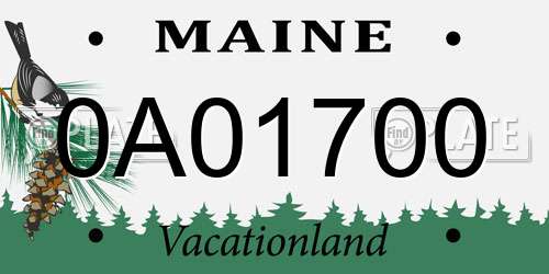 0A01700 Maine License Plate