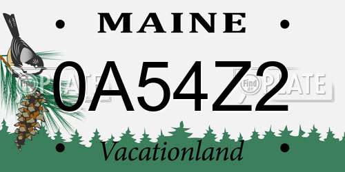 0A54Z2 Maine License Plate