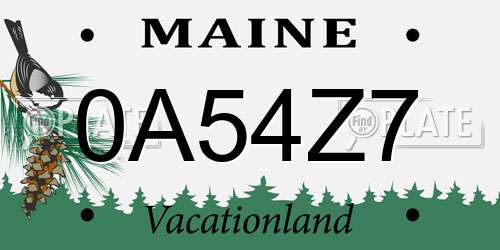 0A54Z7 Maine License Plate
