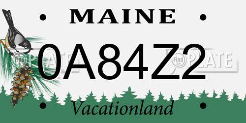 0A84Z2 Maine License Plate