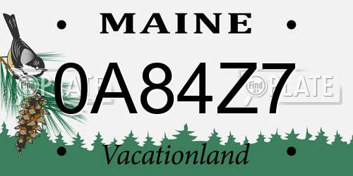 0A84Z7 Maine License Plate