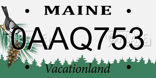 0AAQ753 Maine License Plate