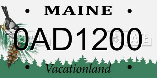 0AD1200 Maine License Plate