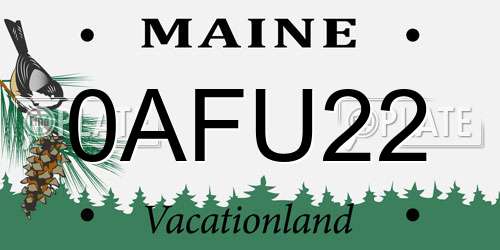 0AFU22 Maine License Plate