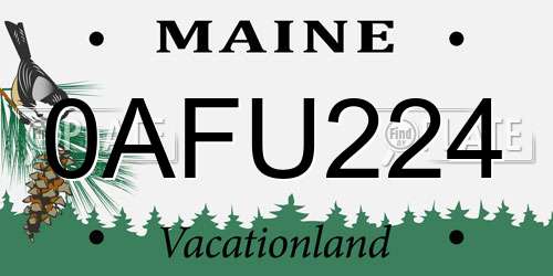 0AFU224 Maine License Plate