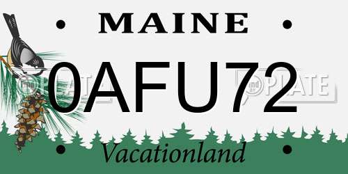 0AFU72 Maine License Plate