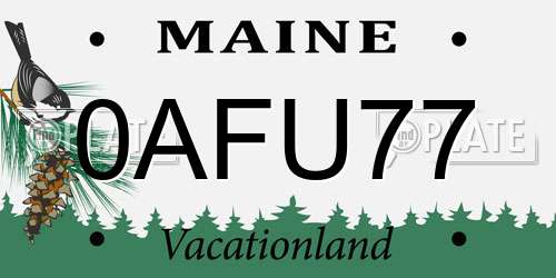 0AFU77 Maine License Plate