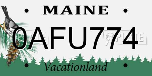 0AFU774 Maine License Plate