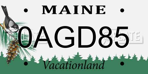 0AGD85 Maine License Plate
