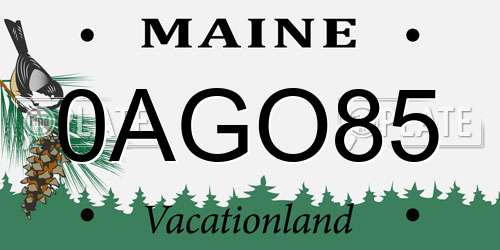 0AGO85 Maine License Plate