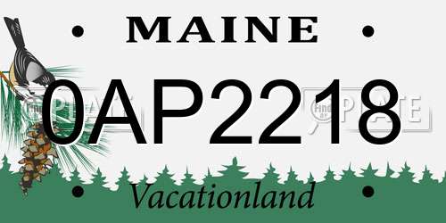 0AP2218 Maine License Plate