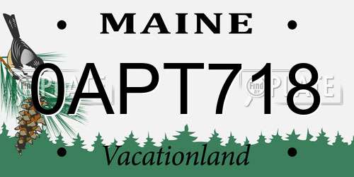 0APT718 Maine License Plate