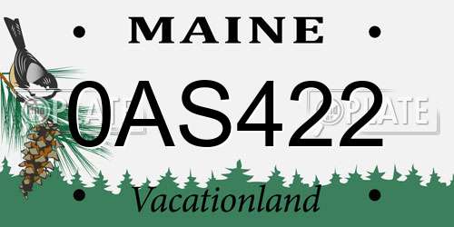 0AS422 Maine License Plate