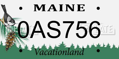 0AS756 Maine License Plate