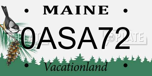 0ASA72 Maine License Plate