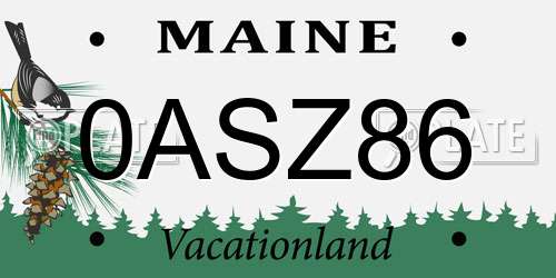 0ASZ86 Maine License Plate
