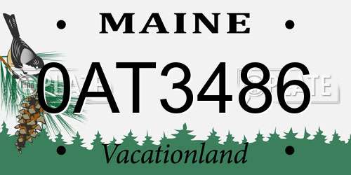 0AT3486 Maine License Plate