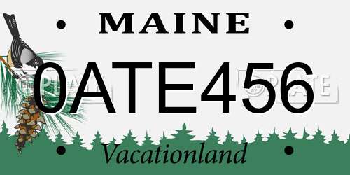 0ATE456 Maine License Plate