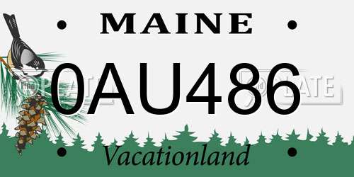 0AU486 Maine License Plate