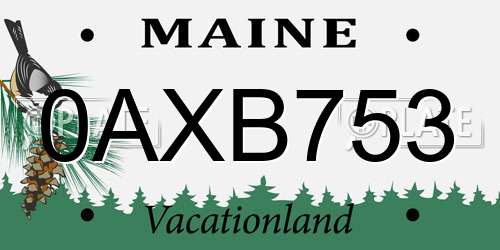 0AXB753 Maine License Plate